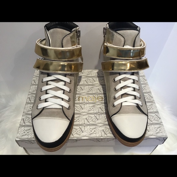 🎁 MAJE NIB GOLD HIGH TOP SNEAKERS SIZE 8 🎁 - Picture 11 of 12